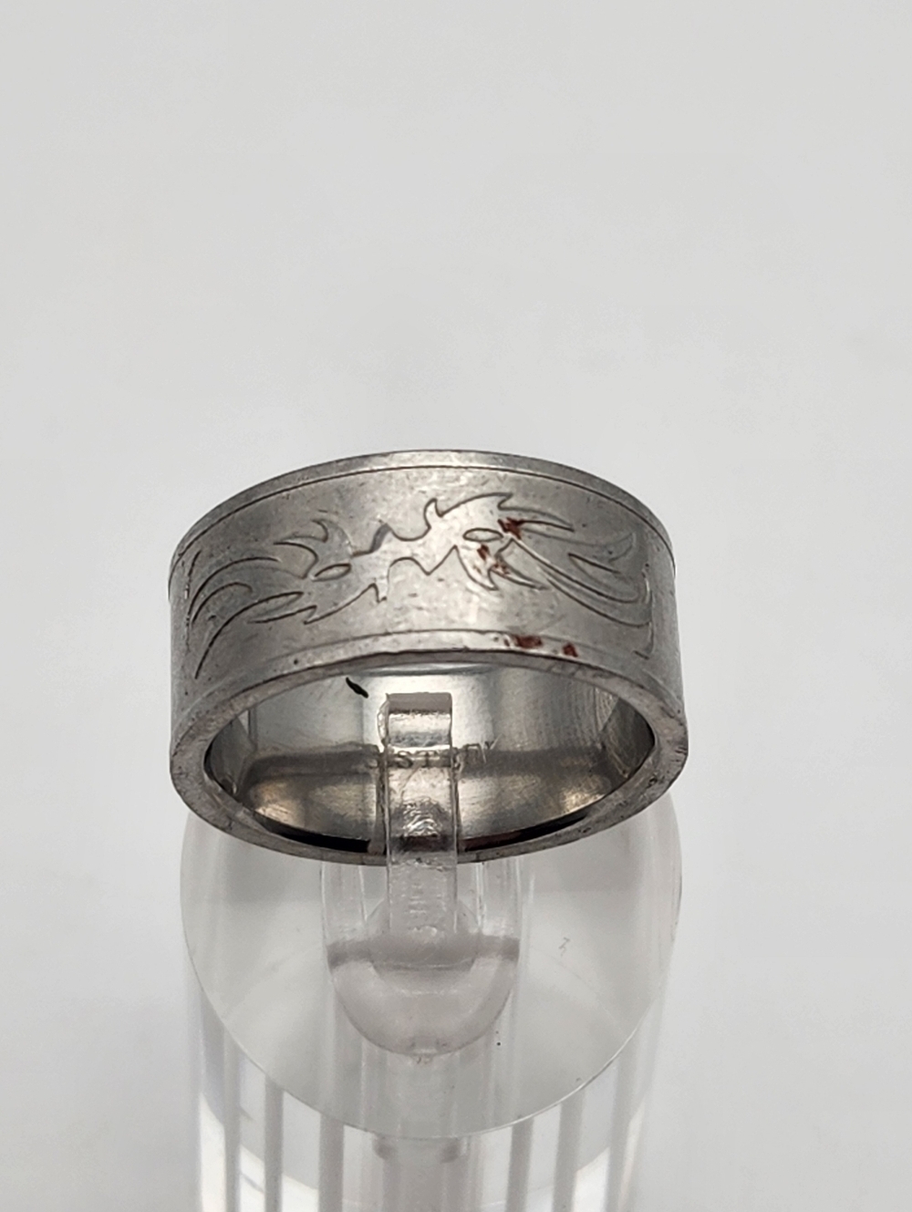 Thick Stainless Steel Silver Tone Band Ring (10)